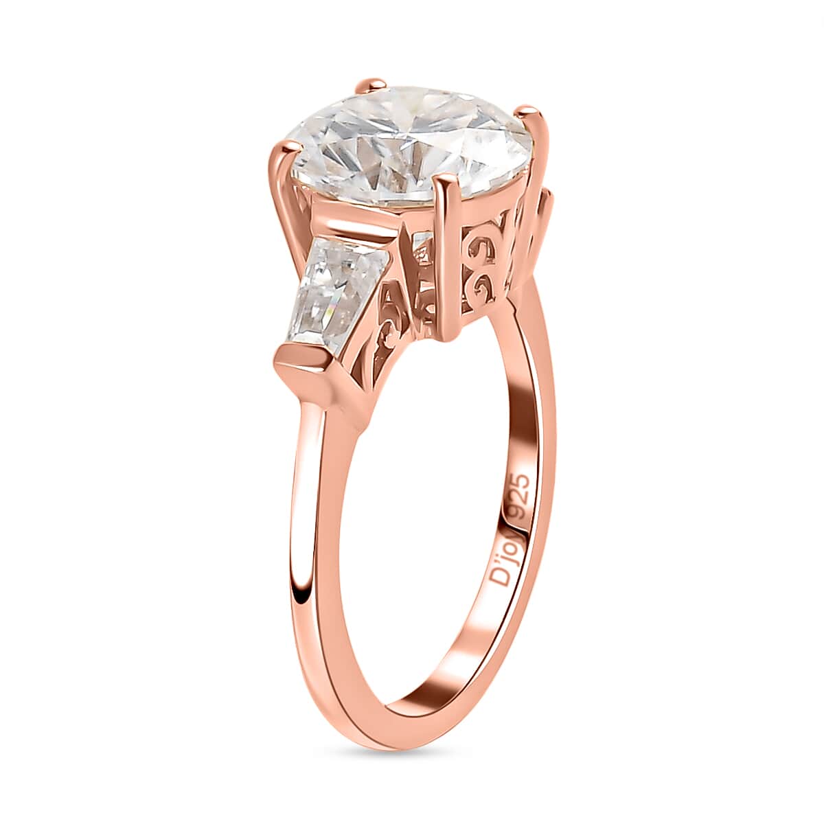 Moissanite Ring in Vermeil Rose Gold Over Sterling Silver (Size 6.0) 3.40 ctw image number 4