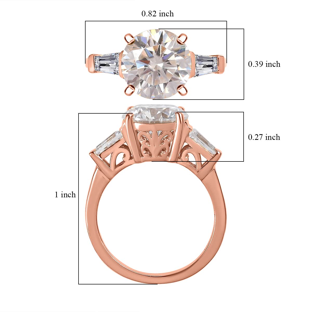 Moissanite Ring in Vermeil Rose Gold Over Sterling Silver (Size 6.0) 3.40 ctw image number 6