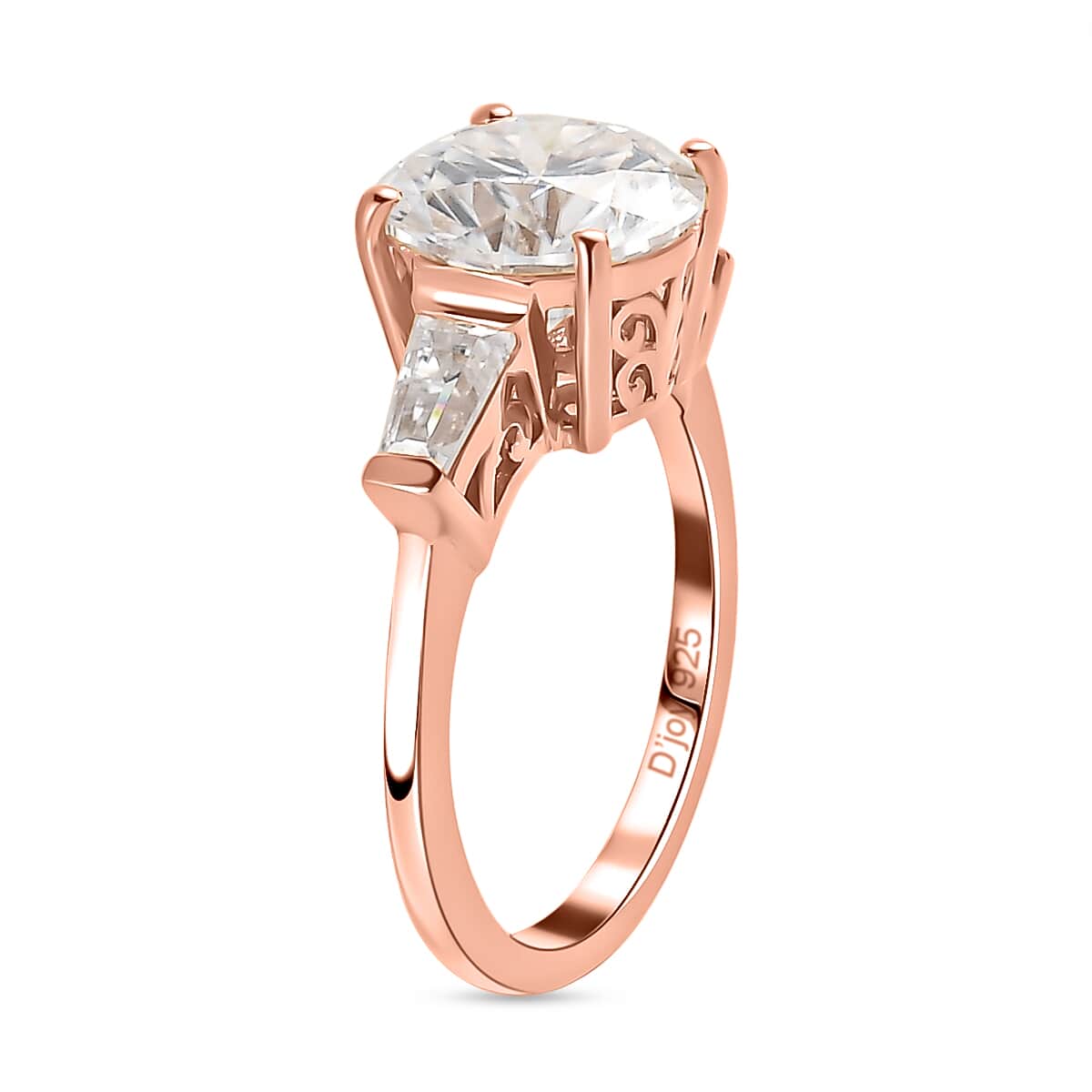 Moissanite Ring in Vermeil Rose Gold Over Sterling Silver (Size 7.0) 3.40 ctw image number 4