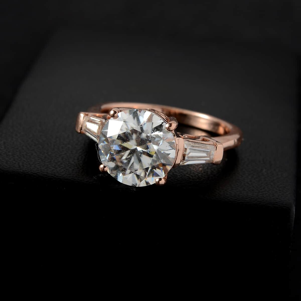Moissanite Ring in Vermeil Rose Gold Over Sterling Silver (Size 8.0) 3.40 ctw image number 2