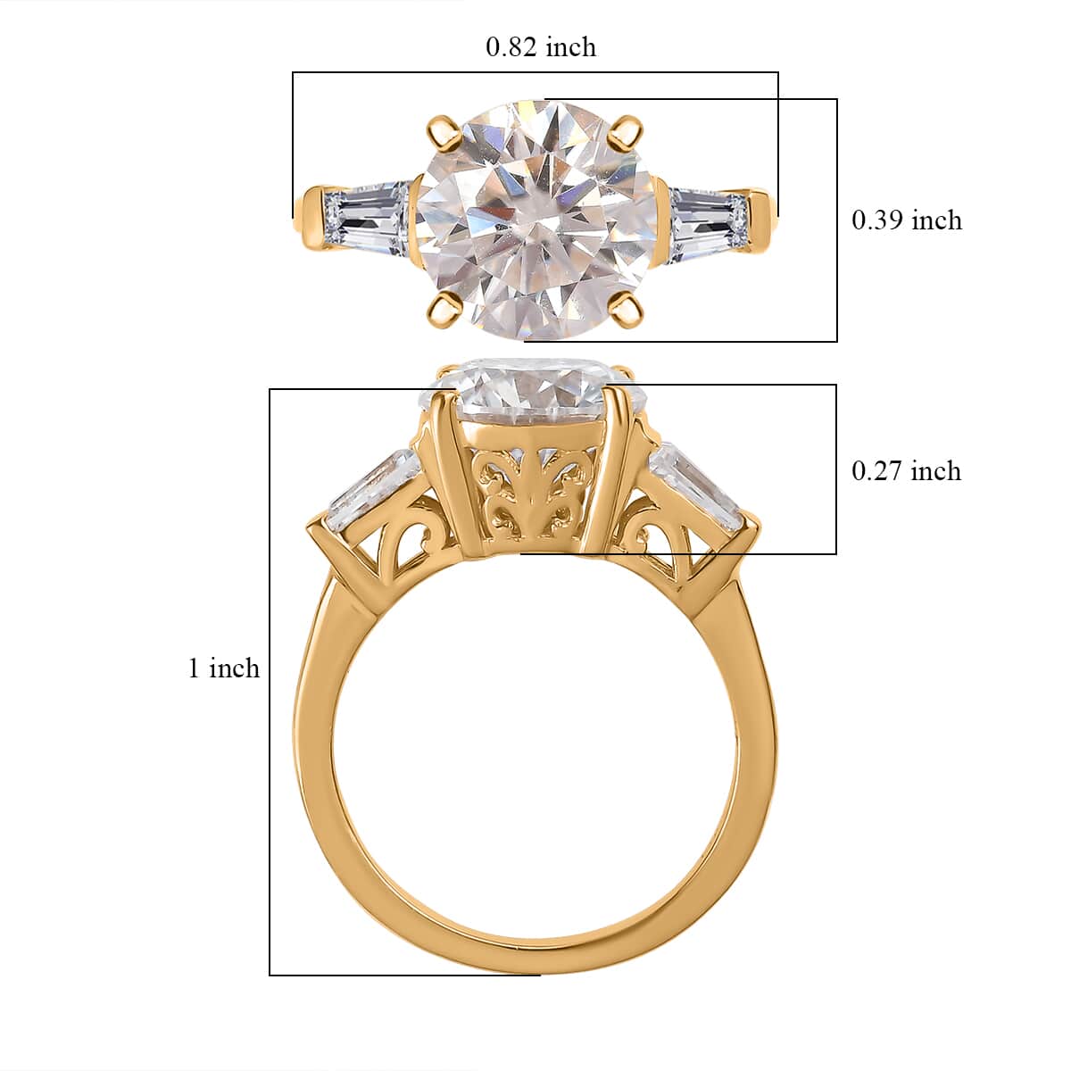 Moissanite Ring in Vermeil Yellow Gold Over Sterling Silver (Size 7.0) 3.40 ctw image number 5