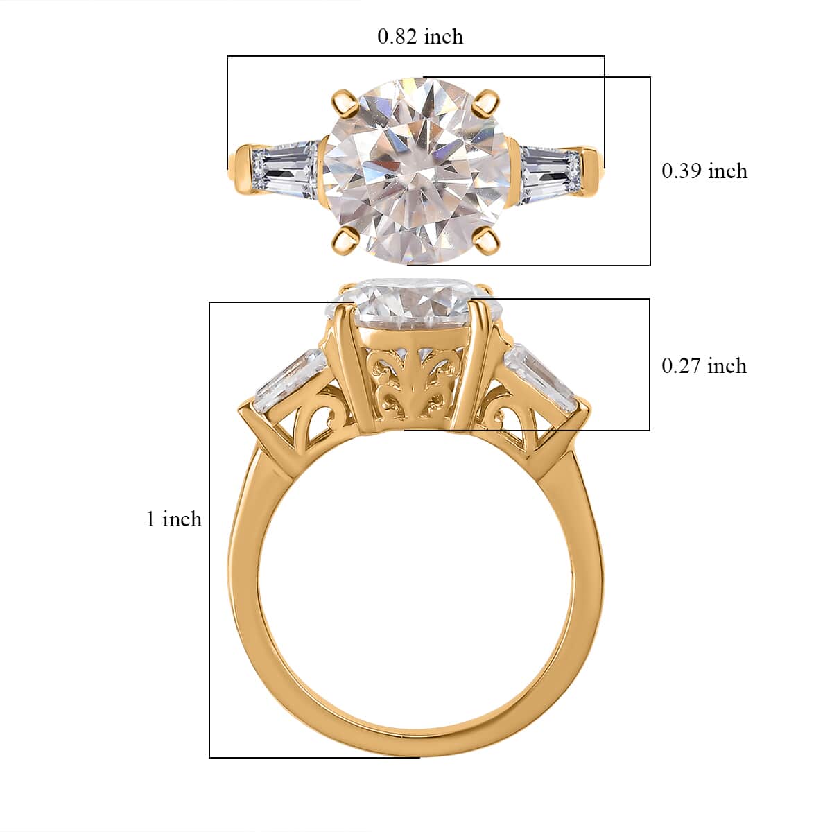 Moissanite Ring in Vermeil Yellow Gold Over Sterling Silver (Size 8.0) 3.40 ctw image number 5