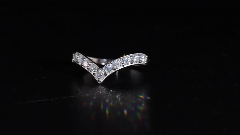 Moissanite Wishbone Ring in Platinum Over Sterling Silver (Size 6) 0.65 ctw