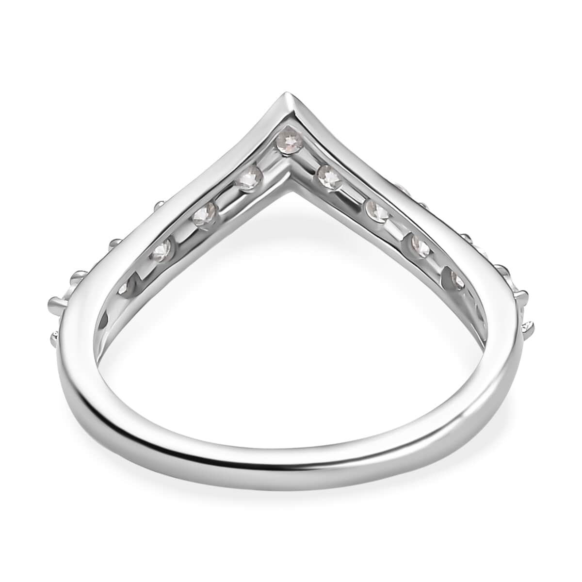 Moissanite Wishbone Ring in Platinum Over Sterling Silver (Size 6) 0.65 ctw image number 4