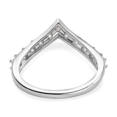 Moissanite Wishbone Ring in Platinum Over Sterling Silver (Size 6) 0.65 ctw