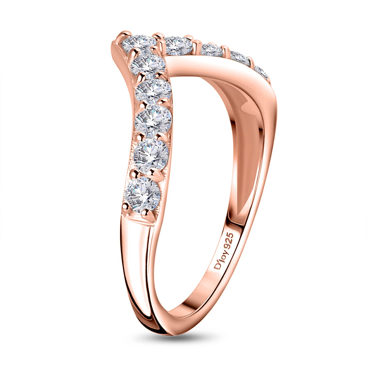 Moissanite Wishbone Ring in Vermeil Rose Gold Over Sterling Silver (Size 8.0) 0.65 ctw image number 3