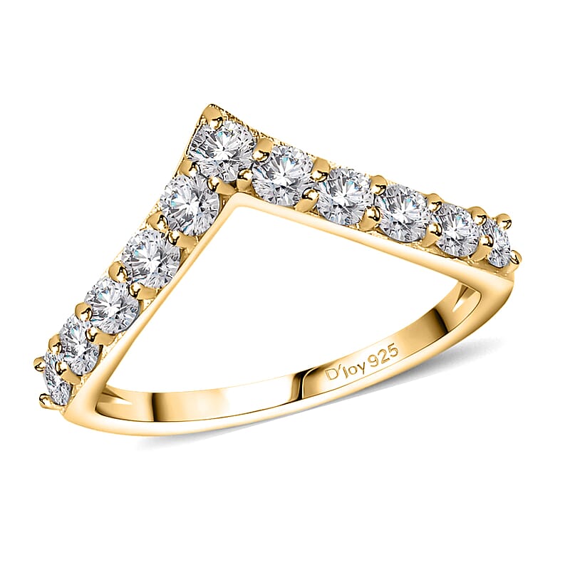 Moissanite 0.65 ctw Ring in Vermeil Yellow Gold Over Sterling Silver (Size 6.0)