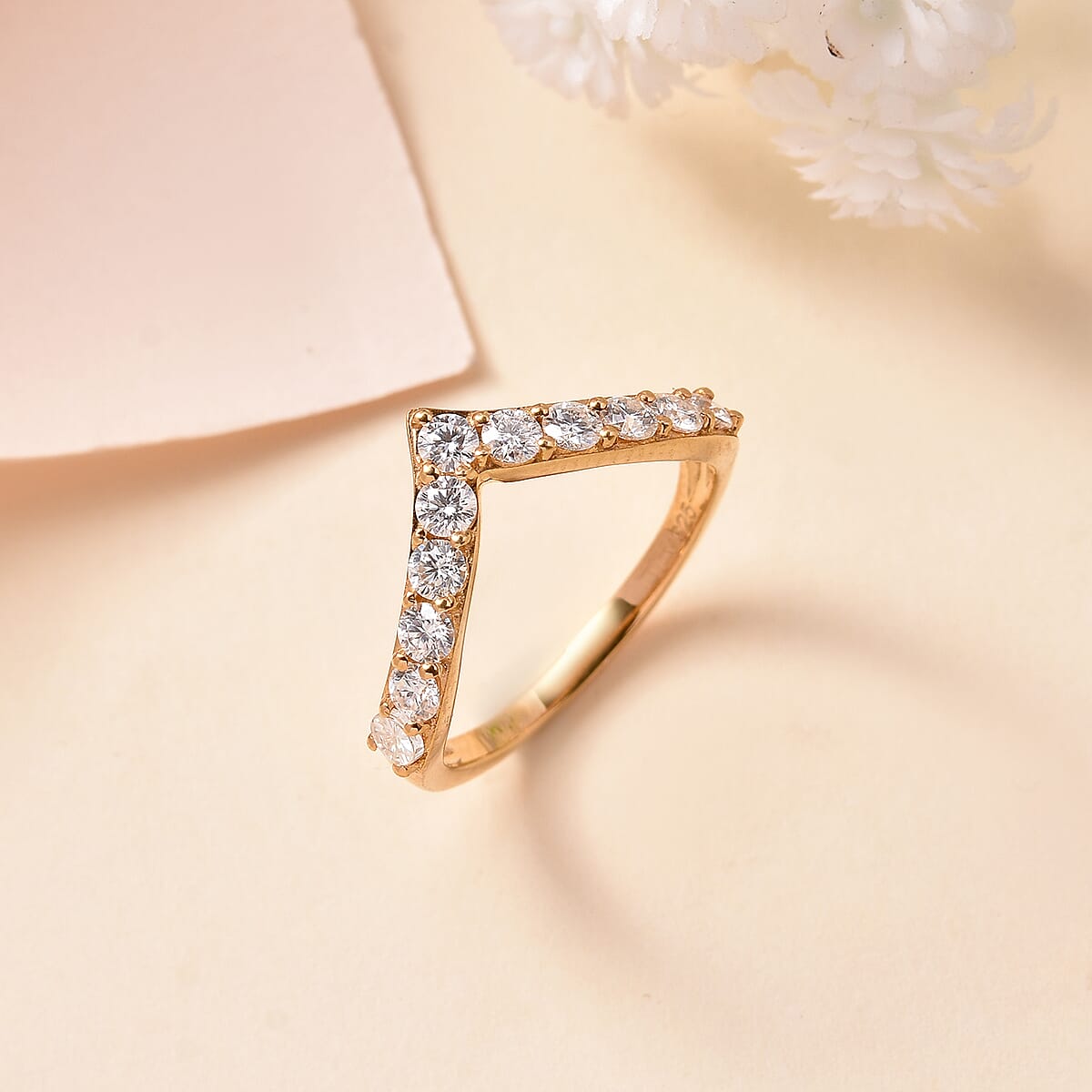 Moissanite 0.65 ctw Ring in Vermeil Yellow Gold Over Sterling Silver image number 1