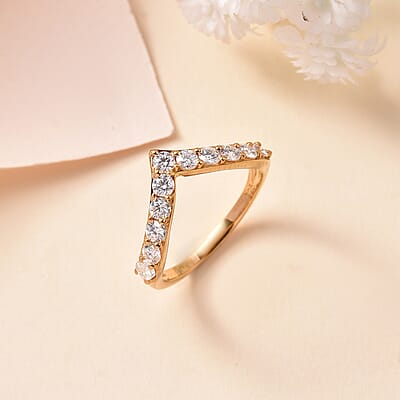 Moissanite 0.65 ctw Ring in Vermeil Yellow Gold Over Sterling Silver (Size 6.0)