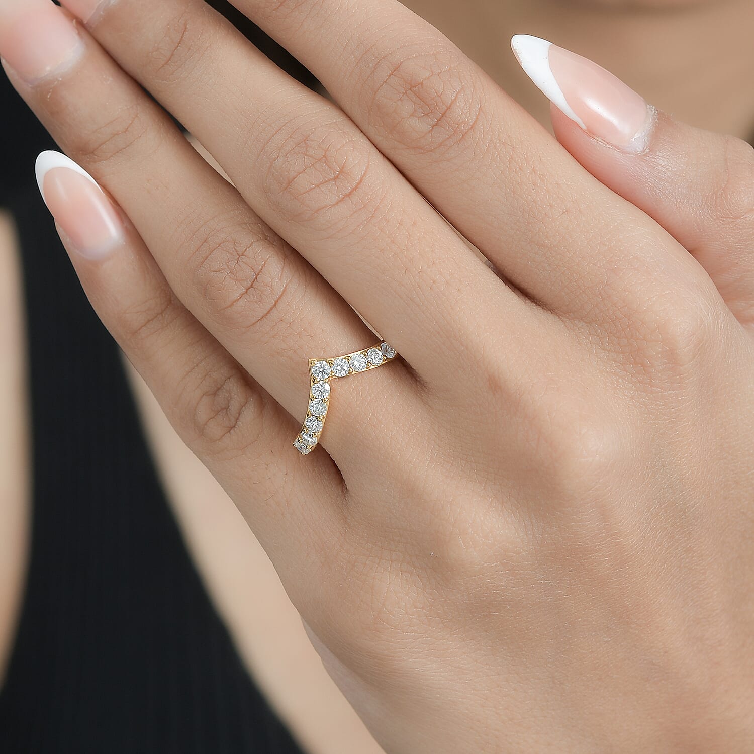 Moissanite 0.65 ctw Ring in Vermeil Yellow Gold Over Sterling Silver (Size 6.0)