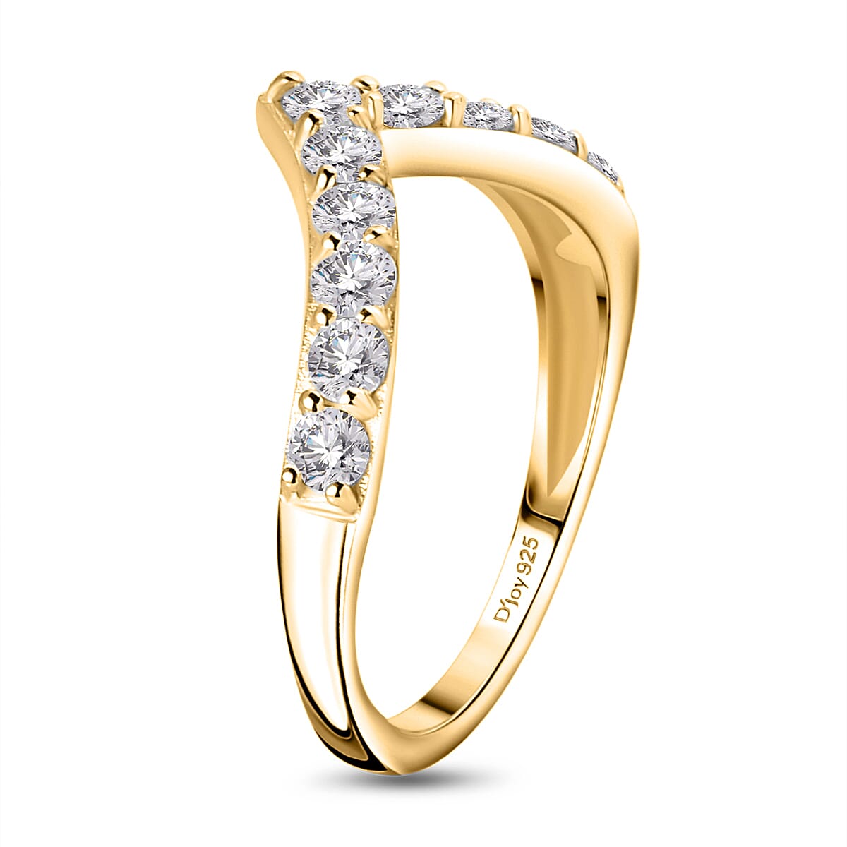 Moissanite 0.65 ctw Ring in Vermeil Yellow Gold Over Sterling Silver (Size 6.0)