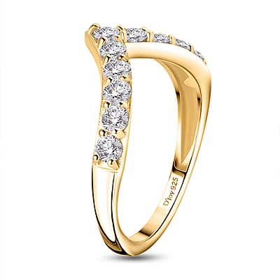 Moissanite 0.65 ctw Ring in Vermeil Yellow Gold Over Sterling Silver (Size 6.0)