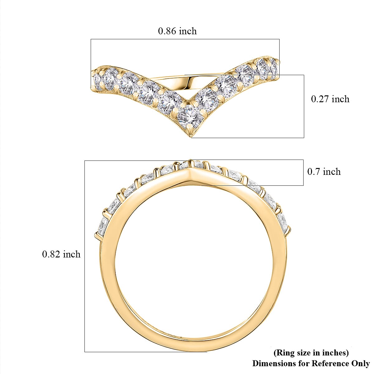 Moissanite 0.65 ctw Ring in Vermeil Yellow Gold Over Sterling Silver (Size 6.0)