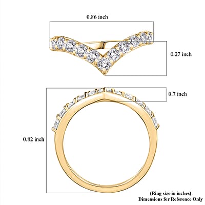 Moissanite 0.65 ctw Ring in Vermeil Yellow Gold Over Sterling Silver (Size 6.0)