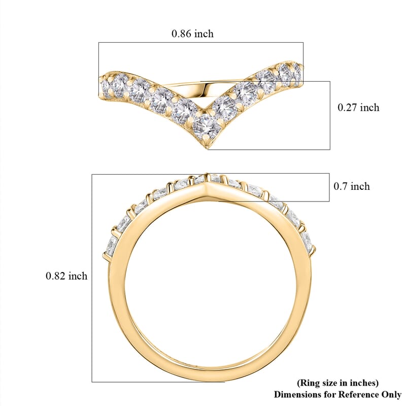 Moissanite 0.65 ctw Ring in Vermeil Yellow Gold Over Sterling Silver (Size 6.0)