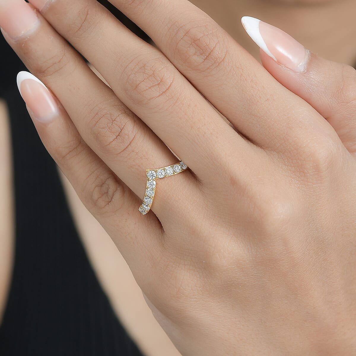 Moissanite 0.65 ctw Ring in Vermeil Yellow Gold Over Sterling Silver (Size 8.0) image number 2