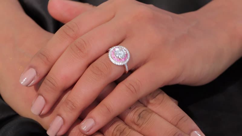 Moissanite and Madagascar Pink Sapphire 2.40 ctw Ring in Vermeil Rose Gold Over Sterling Silver (Size 6.0)