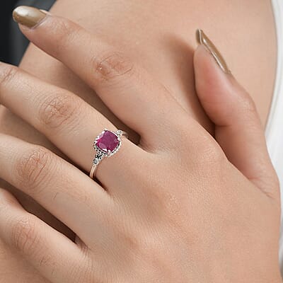 Niassa Ruby (FF) and Diamond Ring in Vermeil Yellow Gold Over Sterling Silver (Size 6.0) 2.50 ctw