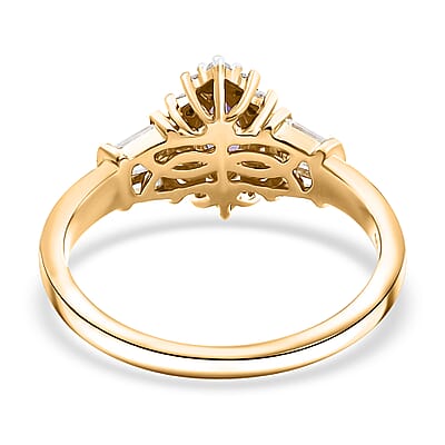 AAA Tanzanite and White Zircon 1.20 ctw Halo Ring in Vermeil Yellow Gold Over Sterling Silver (Size 5.0)