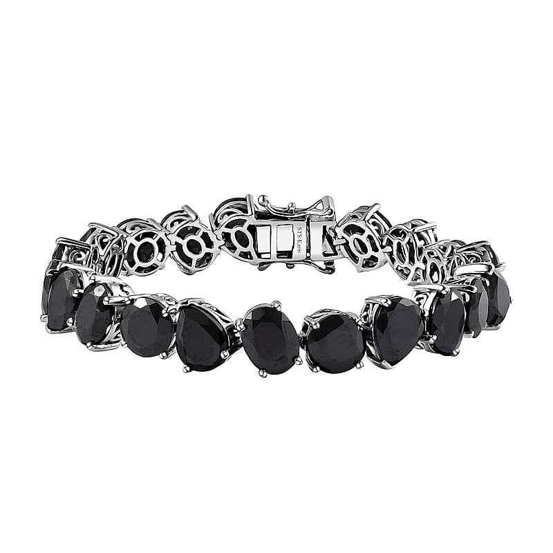 Karis Thai Black Spinel 47.85 ctw Bracelet in Platinum Bond (6.50 In)
