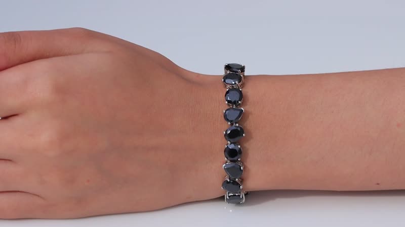 Karis Thai Black Spinel Bracelet in Platinum Bond (6.50 In) 47.85 ctw