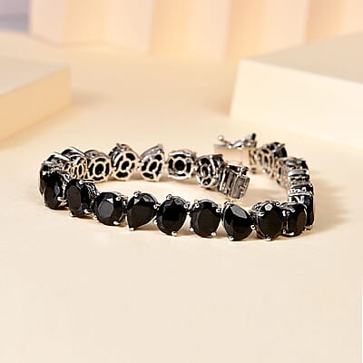 Karis Thai Black Spinel 47.85 ctw Bracelet in Platinum Bond (6.50 In)