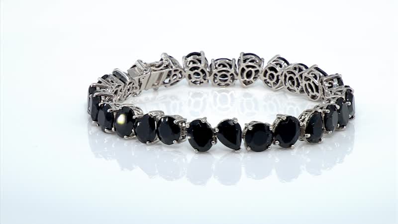 Karis Thai Black Spinel Bracelet in Platinum Bond (6.50 In) 47.85 ctw
