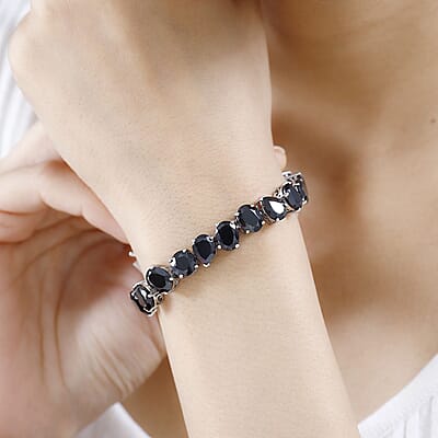 Karis Thai Black Spinel 47.85 ctw Bracelet in Platinum Bond (6.50 In)