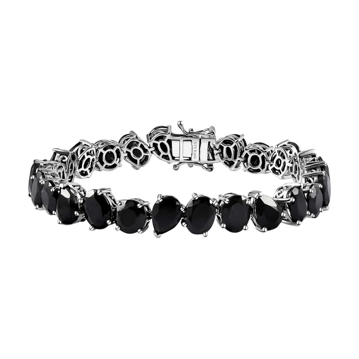 Karis Thai Black Spinel Bracelet in Platinum Bond (8.00 In) 56.70 ctw image number 0