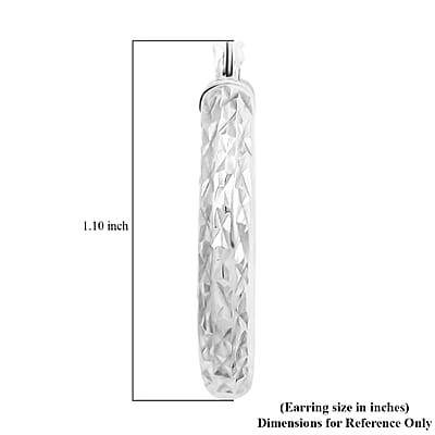 Rhodium Over Sterling Silver Hoop Earrings 3.35 Grams