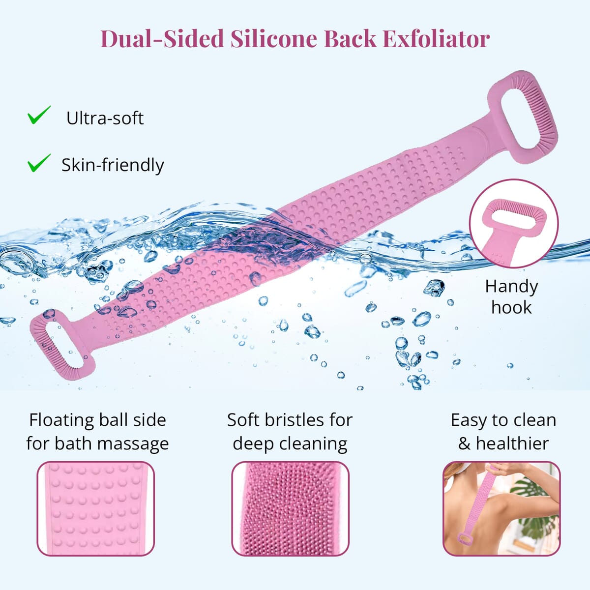 Purple Silicone Back Brush image number 2