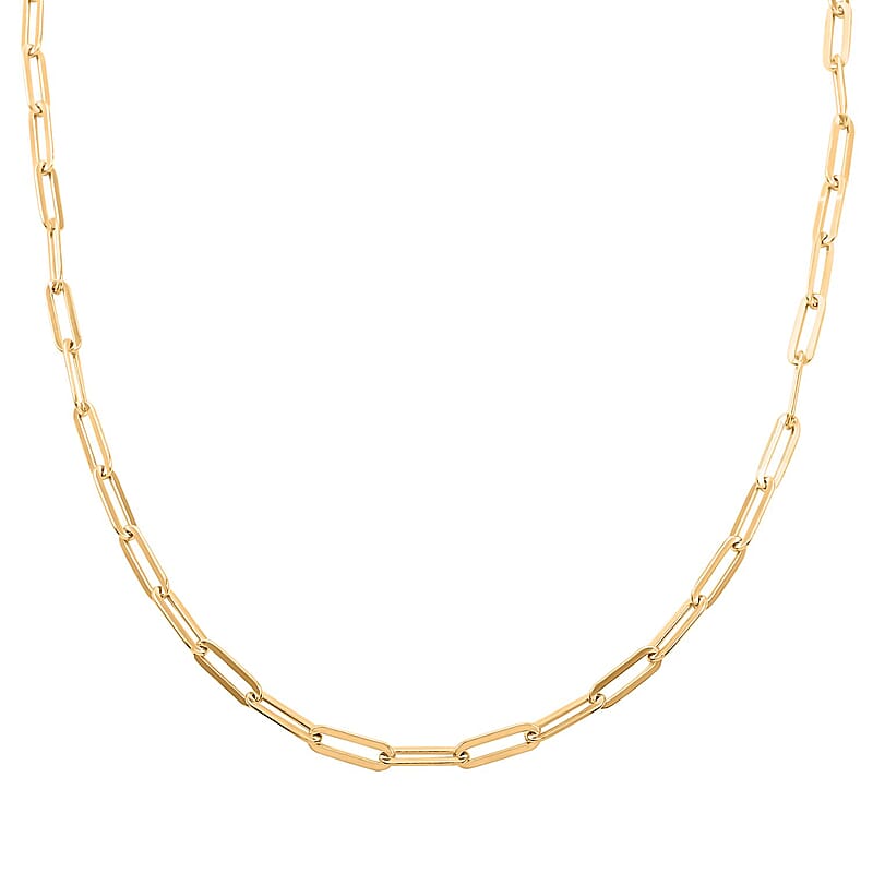 14K Yellow Gold Over Sterling Silver 4mm Paper Clip Chain Necklace 18 Inches 9.7 Grams