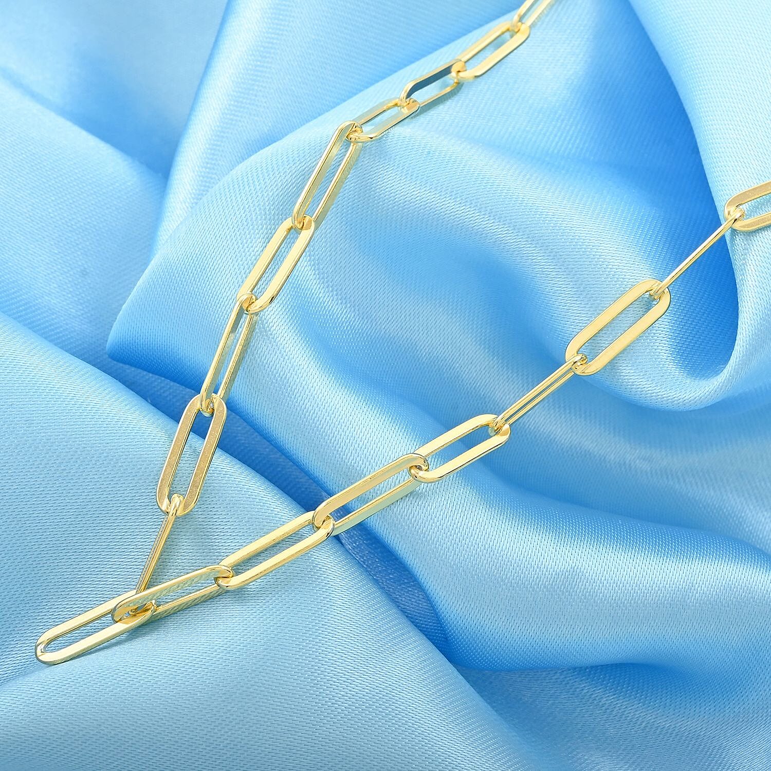 14K Yellow Gold Over Sterling Silver 4mm Paper Clip Chain Necklace 18 Inches 9.7 Grams