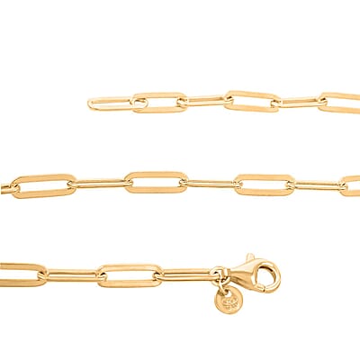 14K Yellow Gold Over Sterling Silver 4mm Paper Clip Chain Necklace 18 Inches 9.7 Grams