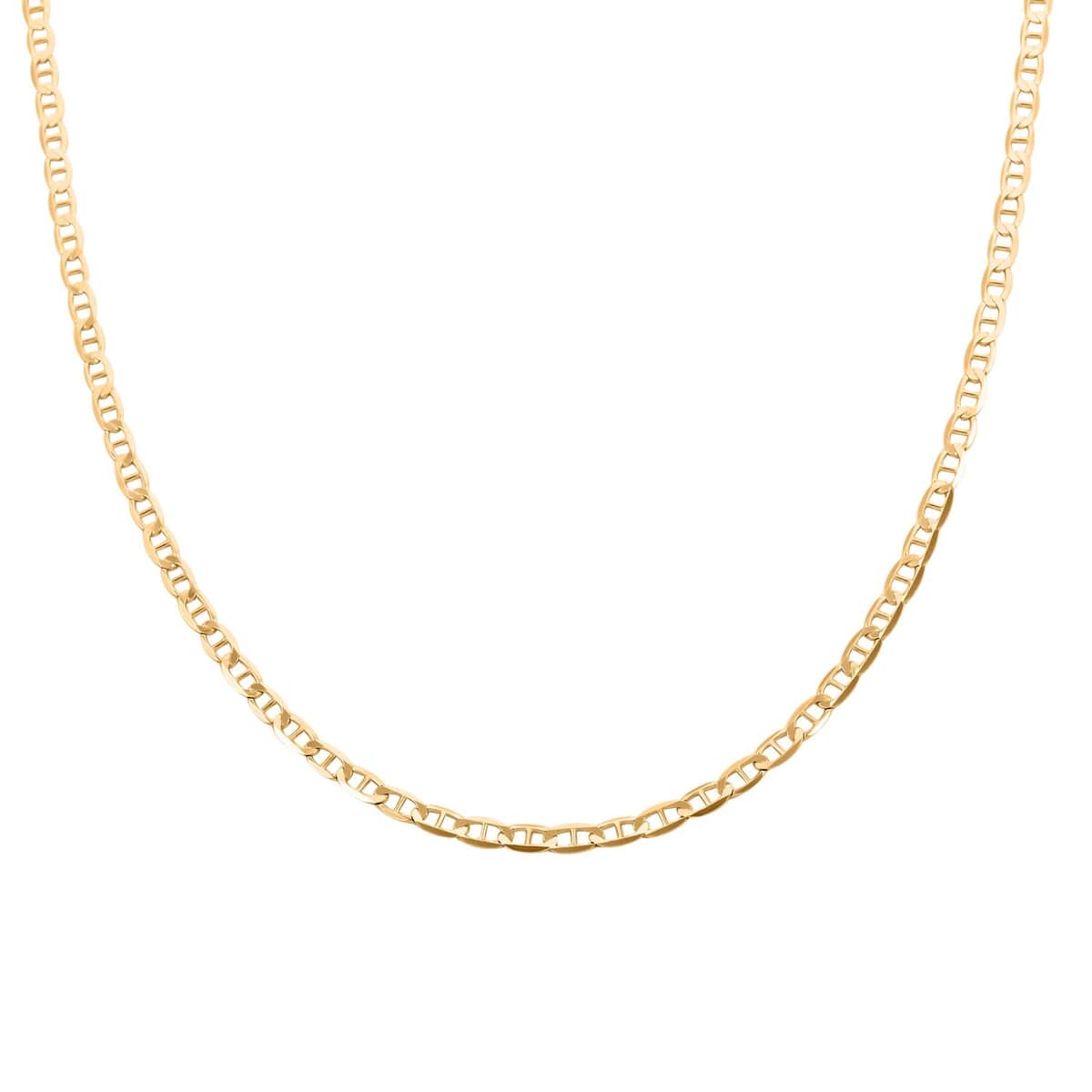 14K Yellow Gold Over Sterling Silver 3.60mm Flat Mariner Chain Necklace 18 Inches 6 Grams image number 0