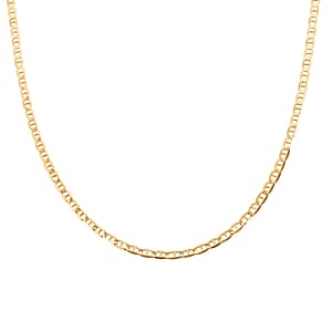 14K Yellow Gold Over Sterling Silver 3.60mm Flat Mariner Chain Necklace 18 Inches 6 Grams