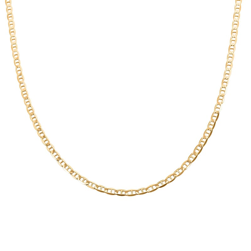 14K Yellow Gold Over Sterling Silver 3.60mm Flat Mariner Chain Necklace 18 Inches 6 Grams