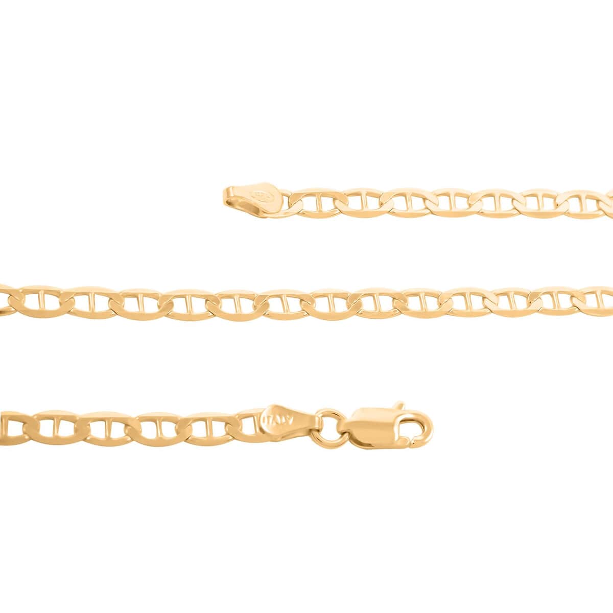 14K Yellow Gold Over Sterling Silver 3.60mm Flat Mariner Chain Necklace 18 Inches 6 Grams image number 2