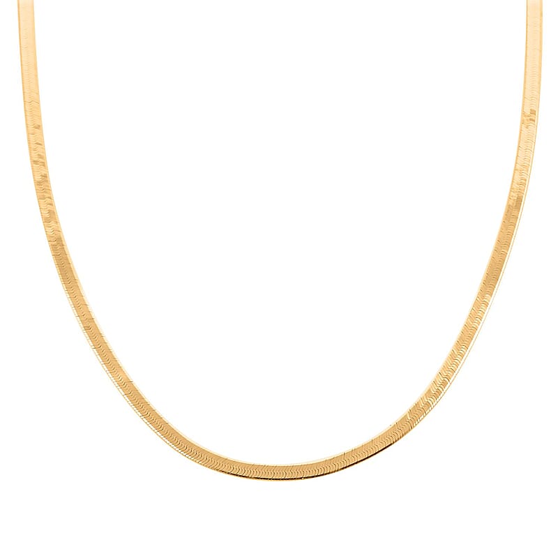 14K Yellow Gold Over Sterling Silver Herringbone Chain Necklace 18 Inches 5.65 Grams