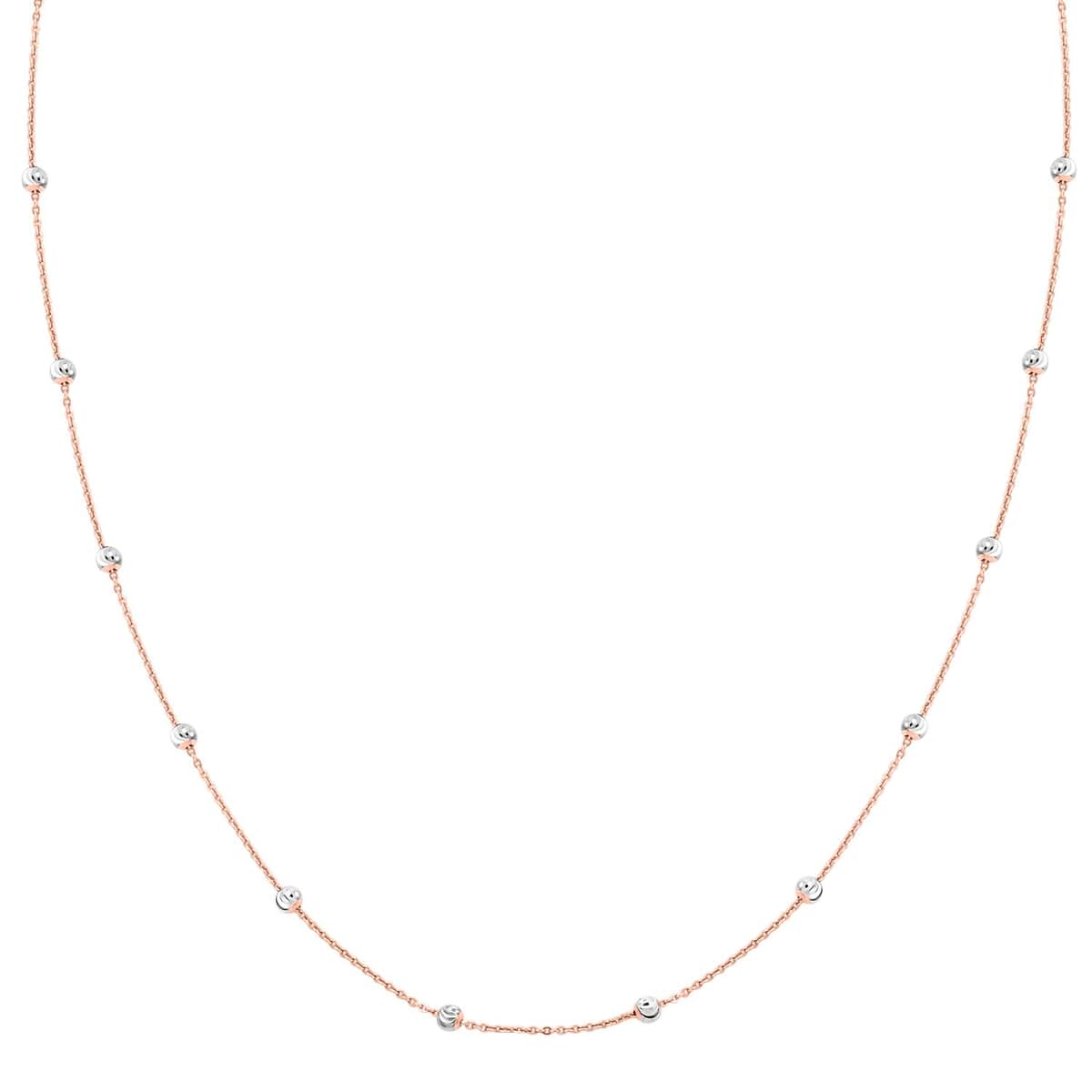 14K Rose Gold and Platinum Over Sterling Silver 3mm Moon by The Yard Chain Necklace 18 Inches 2.45 Grams image number 0