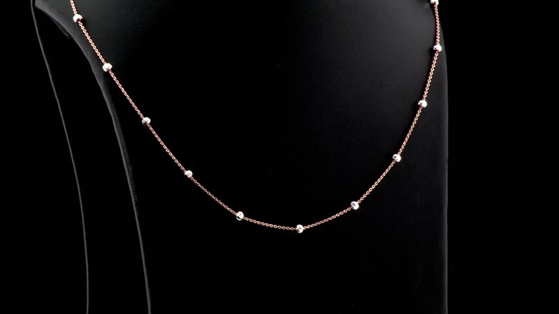 14K Rose Gold and Platinum Over Sterling Silver 3mm Moon by The Yard Chain Necklace 18 Inches 2.45 Grams
