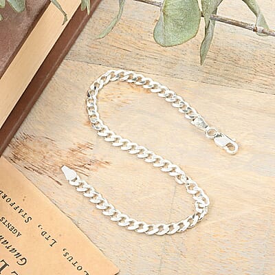 Sterling Silver 4mm Curb Chain Bracelet (7.25 In) 4.20 Grams