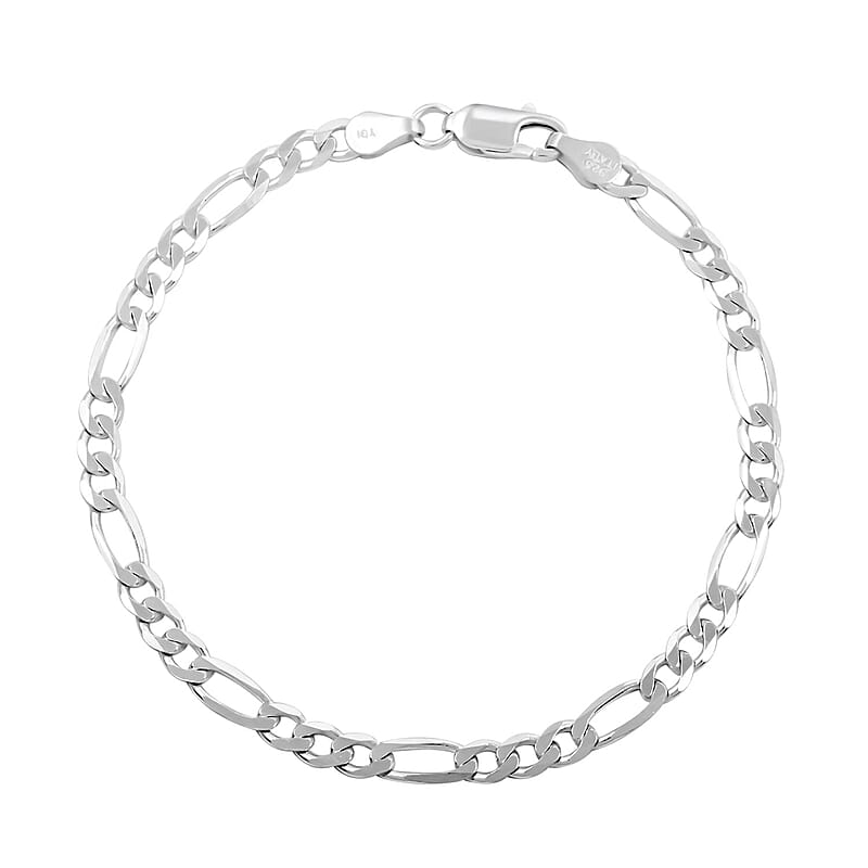 Sterling Silver 4mm Figaro Chain Bracelet (7.25 In) 4 Grams