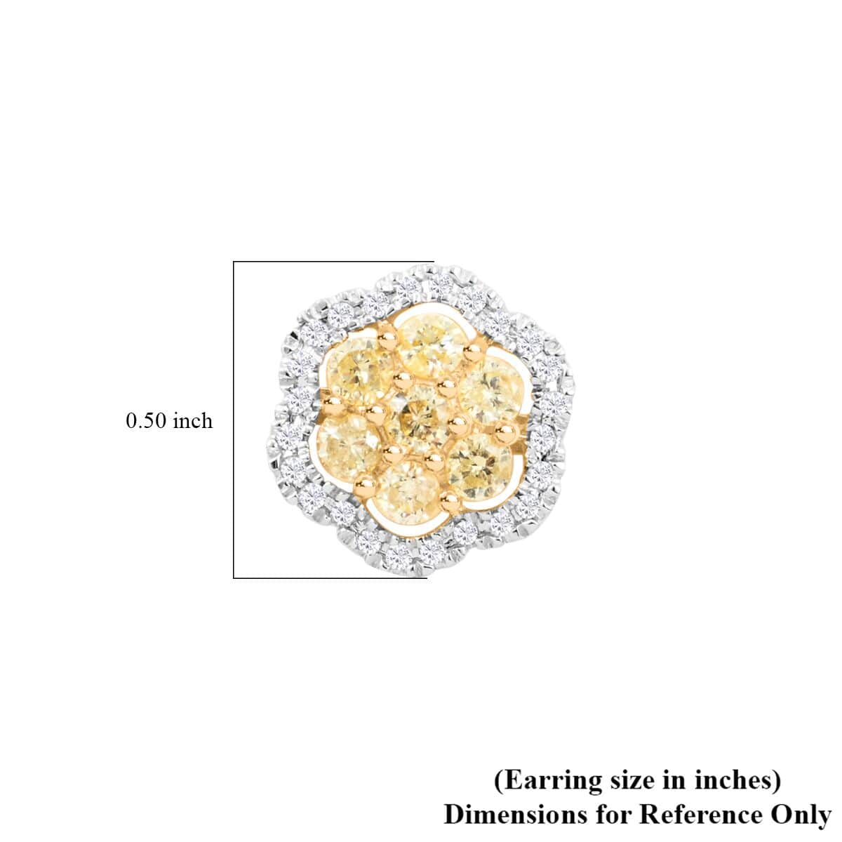 14K Yellow Gold Natural Yellow and White Diamond I2-I3 Earrings 0.75 ctw image number 4