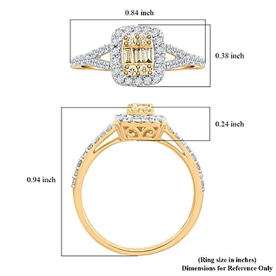 Natural Yellow and White Diamond 0.50 ctw Ring in 14K Yellow Gold (Size 10.0)
