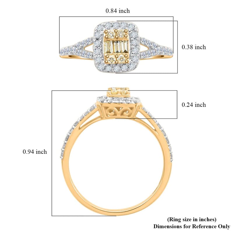 Natural Yellow and White Diamond 0.50 ctw Ring in 14K Yellow Gold (Size 10.0)