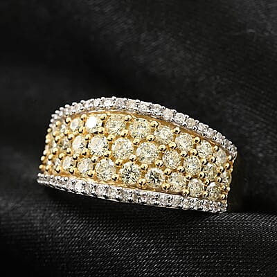 Natural Yellow and White Diamond I2-I3 1.00 ctw Ring in 14K Yellow Gold (Size 10.0)