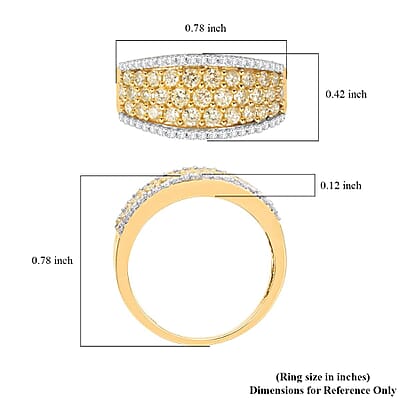 Natural Yellow and White Diamond I2-I3 1.00 ctw Ring in 14K Yellow Gold (Size 10.0)