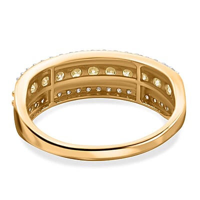 14K Yellow Gold Natural Yellow and White Diamond I2-I3 Ring (Size 10.0) 1.00 ctw