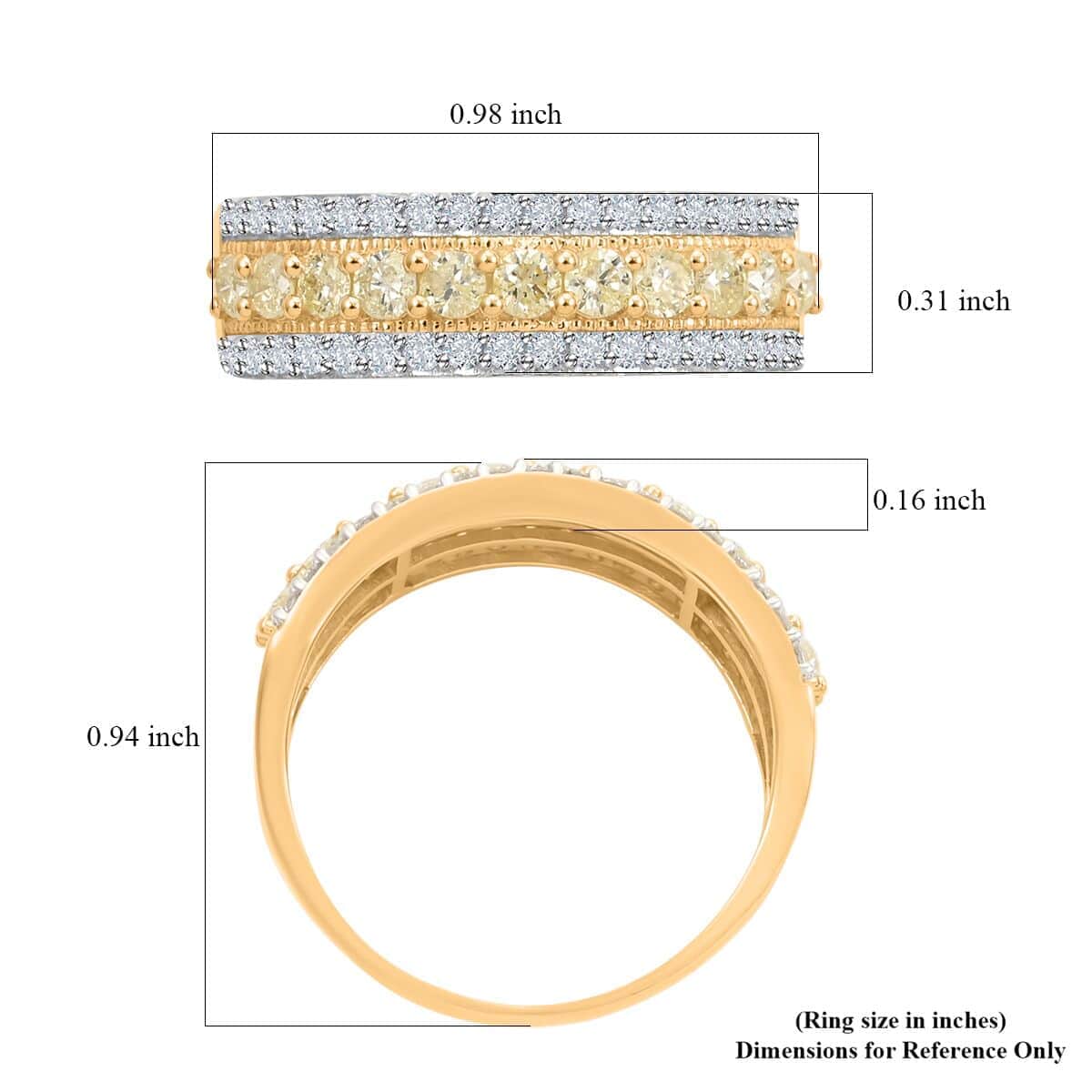 14K Yellow Gold Natural Yellow and White Diamond I2-I3 Ring (Size 10.0) 1.00 ctw image number 5